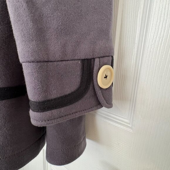 Knitted Dove Retro Button Front Jacket Coat Women’s Size L Gray/Black Trim EUC! - Picture 7 of 12